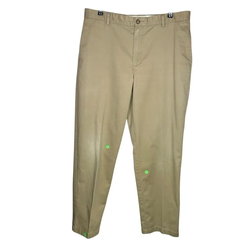 LL Bean Chino Pants Mens 37x32 Khaki Double L Classic Fit Beige Cotton Casual